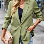 Nadorine Casual Long Blazer Jacket Lapel Open Front Office Suit