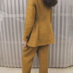 Solid Color Double Breasted Blazer Turn-Down Collar Long Sleeve Slim Fit Jacket