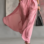 Women's Solid Color Lapel Long Sleeve Single Breasted Belt Maxi Shirt Dress