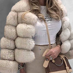 Faux Fox Fur Coat Short Jacket Winter Warm Outwear