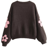 V-neck 3D Intarsia Lazy Style Knitted Sweater Coat