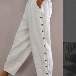 Nadorine Button Side Pants Lightweight Loose Fit Lounge Trousers
