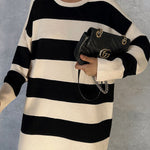 CREAM STRIPED MAXI SWEATER