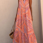 Golden Times Ethnic Print A-line Vacation Maxi Dress