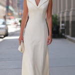 Ivory Collared Sleeveless Maxi Dress