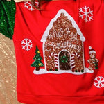 Christmas Casual Loose Round Neck Sequined Sleeve Sweatshirt