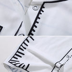 Simple White Black Contrast Color Printed Blouse