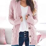 Plain Twist Button Cardigan Sweater
