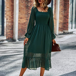 Nadorine Women's Bell Sleeve Shirred Bodice Ditsy Dress
