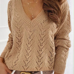 Knit V Neck Long Sleeve Sweater