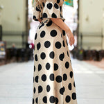 Elastic temperament polka dot printed skirt