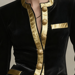 Long Sleeves Buttoned Contrast Color Split-Joint Round-Neck Jackets Outerwear
