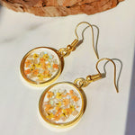 Pressed Flower Earrings -Yellow Lily Resin