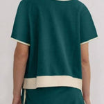 Women's Colorblock Edge Drop Shoulder T-Shirt Skort 2Pcs Set