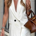 White Sleeveless Suit Vest