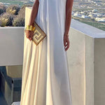 Elegant Simplicity Solid Asymmetrical Oblique Collar Evening Dress Dresses