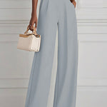High Waisted Straight Leg Pleated Solid Color Split-Joint Pants Trousers