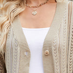Rib Knit Button Front Cardigan with Pockets