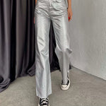 Retro Straight-leg Trousers Pants with Pockets