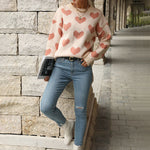 Leisure Love Long Sleeve Pink Knitted Sweater