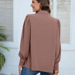 Nadorine V Neck Button Down Shirts Long Sleeve Collared Blouses Tops