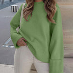 Women's Round Neck Long Sleeve Oversized Plush Knitted Thick Warm Pullover Sweater Top