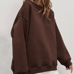 Solid Color Loose Sweatshirt Street Style Oversize Polar Fleece Pullover