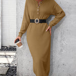 Sweater Maxi Dress Long Sleeve Button V Neck Knitted Dresses Oversized Loose Fashion Streetwear