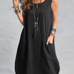 Summer Spaghetti Strap Button Down V Neck Sleeveless Casual Mini Dress
