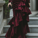 Long Sleeve Ruffled Tier Evening Gown