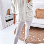 Pocketed Long Sleeves Drawstring Hoodied Sweatshirt