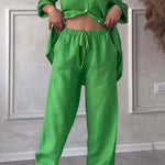 Harriet Campbell | Linen-Feel Wide Leg Two Piece Set For Women