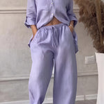 Harriet Campbell | Linen-Feel Wide Leg Two Piece Set For Women