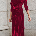 New autumn and winter velvet chiffon strappy dress