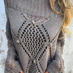 Solid Color Hollow Round Neck Casual Loose Knitted Sweater