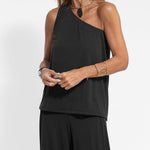 Two-piece Set Solid Soft Sleeveless Tank Vest Wide Leg Pants Casual Loose Outfit Suit