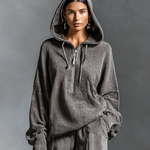 Women's Casual Corduroy Hooded Sweatshirt Straight Pants Set