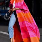 Loose Short Sleeves Contrast Color Striped Jackets&Coats Outerwear