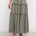 Selina Elasticised Waist Tiered Ruffle Midi Skirt
