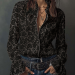 Retro Paisley Printed Zipper Decorate Blouse