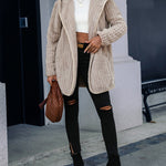 Hooded Loose Double-sided Plush Buttonless Cardigan Jacket