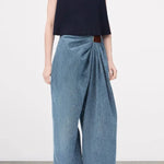 Stylish Pleated Casual Pocket Wide-leg Jeans