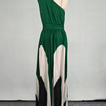 Sleeveless Asymmetric Pleated Printed One-Shoulder Maxi Dresses
