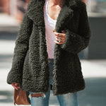 Plush Coat Lapel Long Sleeved Cardigan Jacket