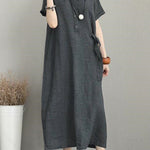 Original Cotton-Blend Lapel Solid Color Dress