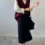 Soft Felt Loose Fit V Neck Sweater Vest