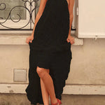 Versatility and Vintage Charm Pleated Drawstring Waist Tiered Maxi Skirt