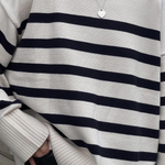 Striped Long Sleeve Crew Neck Pullover Knitted Women's Sweater