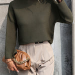 Nadorine Crewneck Knitted Sweater Solid Color Batwing Long Sleeve Pullover Jumper Top