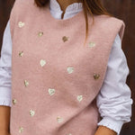 Versatile Sleeveless Round Neck Love Vest Sweater